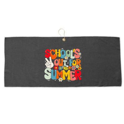 Retro Groovy School's Out For Summer Graduation Teacher Large Microfiber Waffle Golf Towel