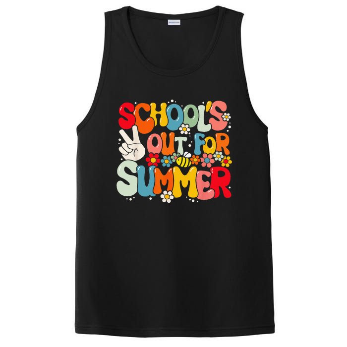 Retro Groovy School's Out For Summer Graduation Teacher PosiCharge Competitor Tank