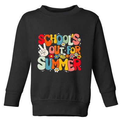 Retro Groovy School's Out For Summer Graduation Teacher Toddler Sweatshirt