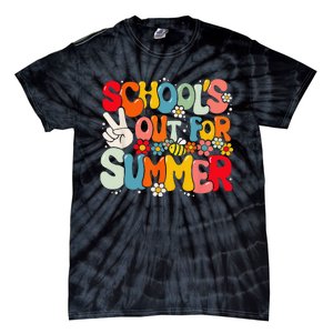 Retro Groovy School's Out For Summer Graduation Teacher Tie-Dye T-Shirt