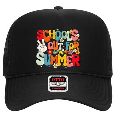 Retro Groovy School's Out For Summer Graduation Teacher Trucker Hat