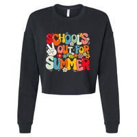 Retro Groovy School's Out For Summer Graduation Teacher Cropped Pullover Crew
