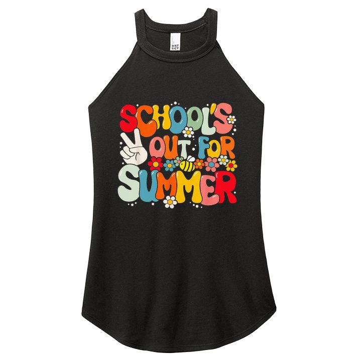 Retro Groovy School's Out For Summer Graduation Teacher Women's Perfect Tri Rocker Tank