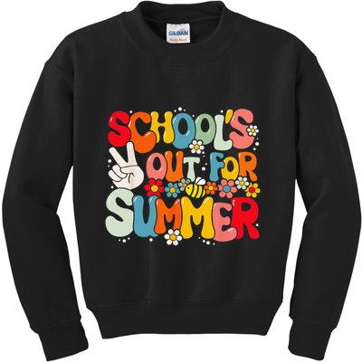 Retro Groovy School's Out For Summer Graduation Teacher Kids Sweatshirt