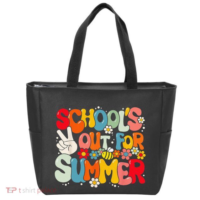 Retro Groovy School's Out For Summer Graduation Teacher Zip Tote Bag