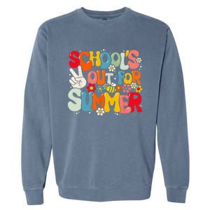 Retro Groovy School's Out For Summer Graduation Teacher Garment-Dyed Sweatshirt