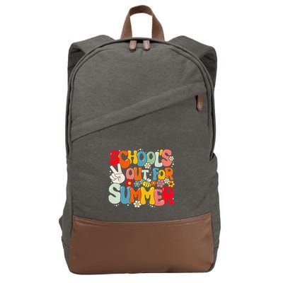 Retro Groovy School's Out For Summer Graduation Teacher Cotton Canvas Backpack