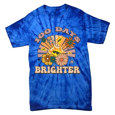 Retro Groovy Sunshine 100 Days Brighter Meaningful Gift Tie-Dye T-Shirt