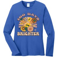 Retro Groovy Sunshine 100 Days Brighter Meaningful Gift Ladies Long Sleeve Shirt