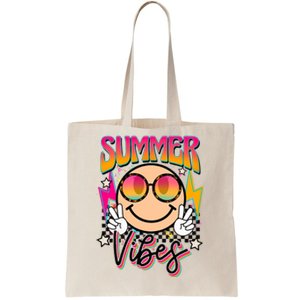 Retro Groovy Summer Vibes Smile Face Vacation Tropical 70s Tote Bag