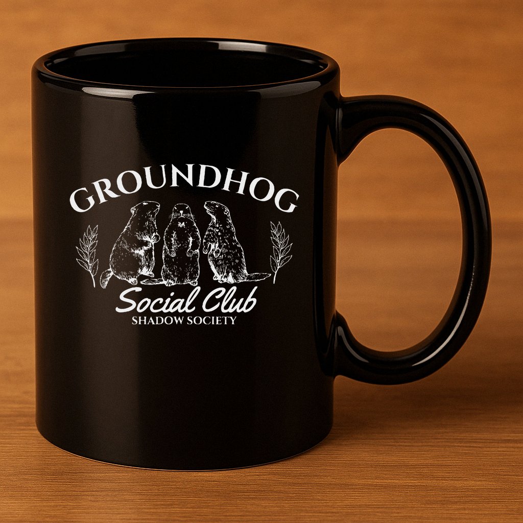 Retro Groundhog Social Club Shadow Society Groundhog Day 11oz C Handle Ceramic Mug