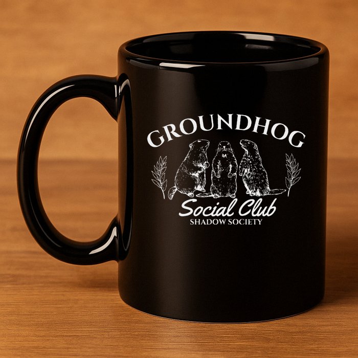 Retro Groundhog Social Club Shadow Society Groundhog Day 11oz C Handle Ceramic Mug