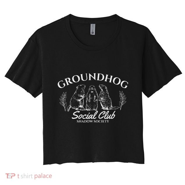 Retro Groundhog Social Club Shadow Society Groundhog Day Crop Top