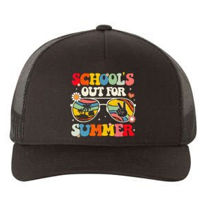 Retro Groovy School's Out For Summer Graduation Teacher Yupoong Adult 5-Panel Trucker Hat