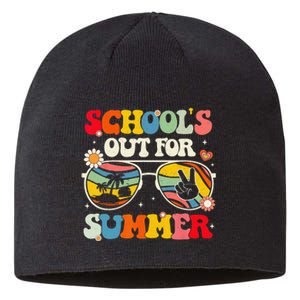 Retro Groovy School's Out For Summer Graduation Teacher Sustainable Beanie