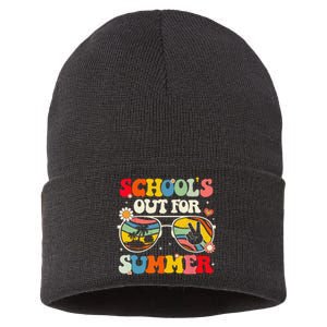 Retro Groovy School's Out For Summer Graduation Teacher Sustainable Knit Beanie