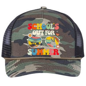 Retro Groovy School's Out For Summer Graduation Teacher Retro Rope Trucker Hat Cap