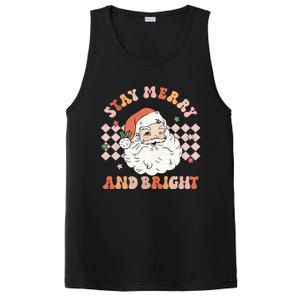 Retro Groovy Stay Merry And Bright Santa Claus Christmas Gift PosiCharge Competitor Tank