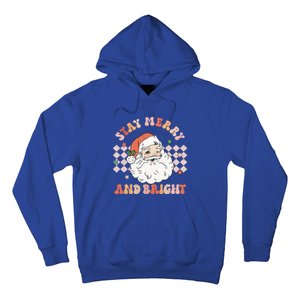 Retro Groovy Stay Merry And Bright Santa Claus Christmas Gift Hoodie