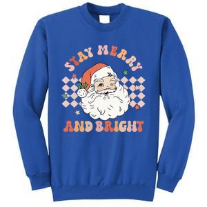 Retro Groovy Stay Merry And Bright Santa Claus Christmas Gift Sweatshirt