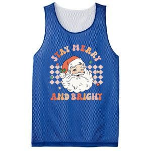 Retro Groovy Stay Merry And Bright Santa Claus Christmas Gift Mesh Reversible Basketball Jersey Tank