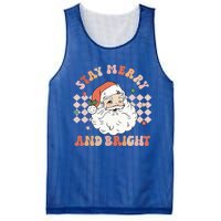 Retro Groovy Stay Merry And Bright Santa Claus Christmas Gift Mesh Reversible Basketball Jersey Tank