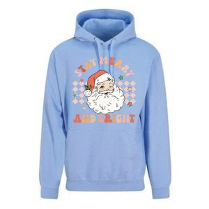 Retro Groovy Stay Merry And Bright Santa Claus Christmas Gift Unisex Surf Hoodie