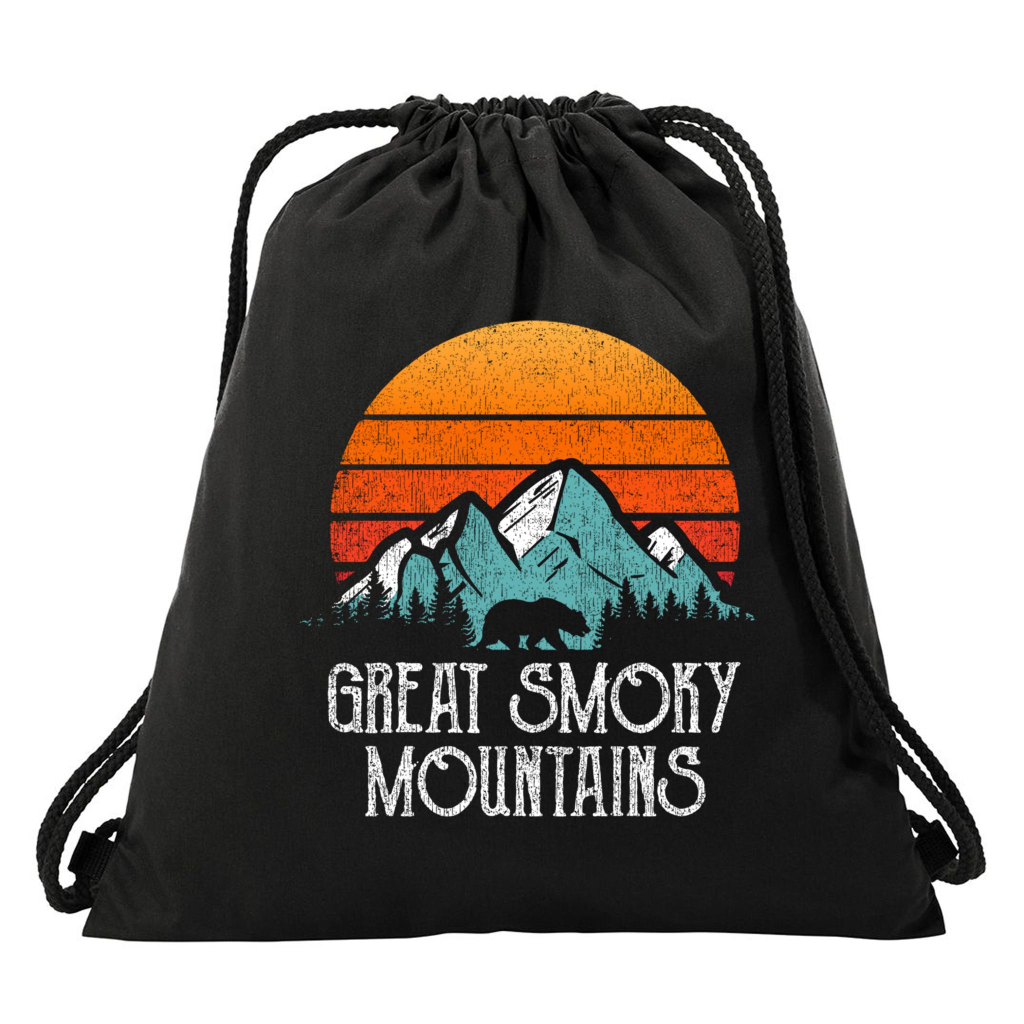 Retro Great Smoky Mountains National Park Bear Vintage Great Gift Drawstring Bag