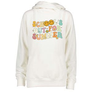 Retro Groovy Schools Out For Summer Graduation Teacher Womens Funnel Neck Pullover Hood