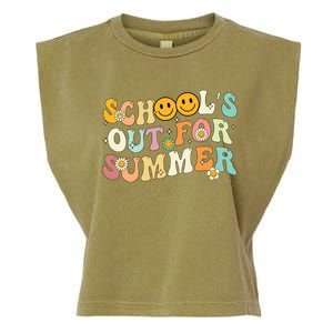 Retro Groovy Schools Out For Summer Graduation Teacher Garment-Dyed Women's Muscle Tee