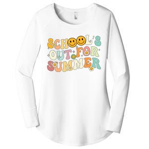 Retro Groovy Schools Out For Summer Graduation Teacher Women's Perfect Tri Tunic Long Sleeve Shirt