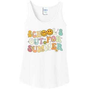 Retro Groovy Schools Out For Summer Graduation Teacher Ladies Essential Tank