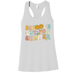 Retro Groovy Schools Out For Summer Graduation Teacher Women's Racerback Tank