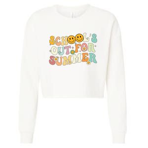 Retro Groovy Schools Out For Summer Graduation Teacher Cropped Pullover Crew