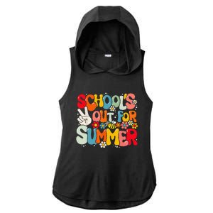 Retro Groovy School's Out For Summer Graduation Teacher Ladies PosiCharge Tri-Blend Wicking Draft Hoodie Tank