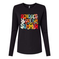 Retro Groovy School's Out For Summer Graduation Teacher Womens Cotton Relaxed Long Sleeve T-Shirt