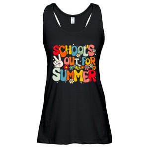 Retro Groovy School's Out For Summer Graduation Teacher Ladies Essential Flowy Tank