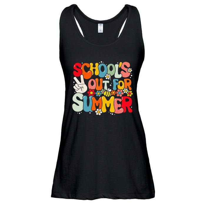 Retro Groovy School's Out For Summer Graduation Teacher Ladies Essential Flowy Tank