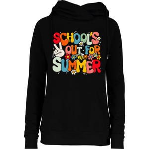 Retro Groovy School's Out For Summer Graduation Teacher Womens Funnel Neck Pullover Hood