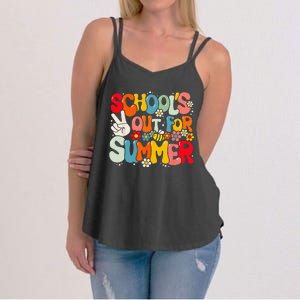 Retro Groovy School's Out For Summer Graduation Teacher Women's Strappy Tank