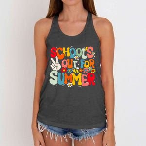 Retro Groovy School's Out For Summer Graduation Teacher Women's Knotted Racerback Tank