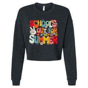 Retro Groovy School's Out For Summer Graduation Teacher Cropped Pullover Crew