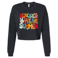 Retro Groovy School's Out For Summer Graduation Teacher Cropped Pullover Crew