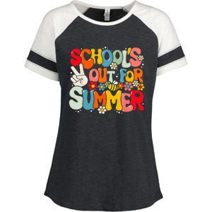 Retro Groovy School's Out For Summer Graduation Teacher Enza Ladies Jersey Colorblock Tee