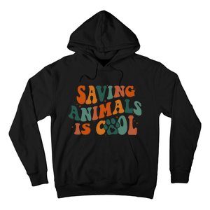 Retro Groovy Saving Animals Is Cool Veterinarian Vet Tech Hoodie