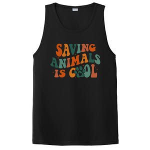 Retro Groovy Saving Animals Is Cool Veterinarian Vet Tech PosiCharge Competitor Tank