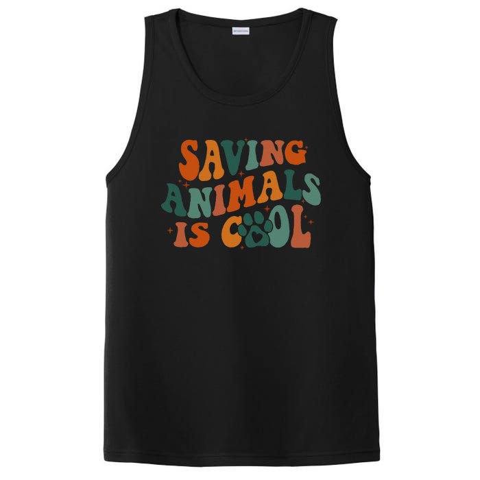 Retro Groovy Saving Animals Is Cool Veterinarian Vet Tech PosiCharge Competitor Tank