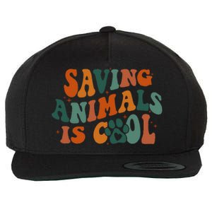 Retro Groovy Saving Animals Is Cool Veterinarian Vet Tech Wool Snapback Cap