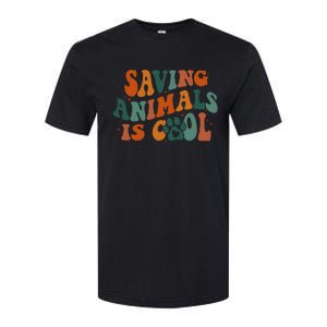 Retro Groovy Saving Animals Is Cool Veterinarian Vet Tech Softstyle CVC T-Shirt