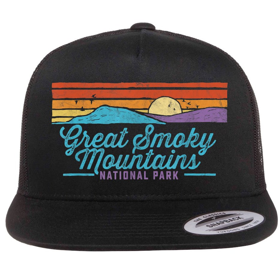 Retro Great Smoky Mountains National Park Flat Bill Trucker Hat